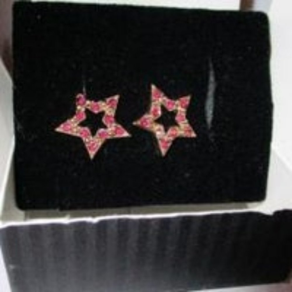 Avon 1994 RED SPARKLE STAR EARRINGS